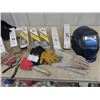 Image 2 : 2) auto Flash Welding Helmets, 8 Boxes Welding Rods, Gloves, Welding Magnets SW14