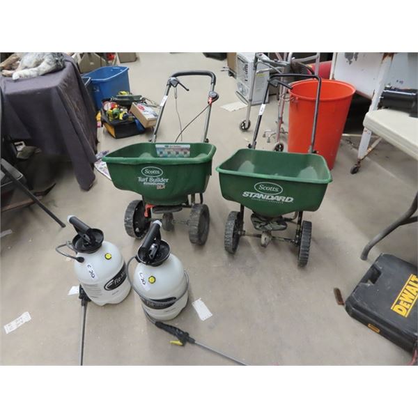 2 Yard Fertilizer Spreaders & 2 Bottle Sprayers