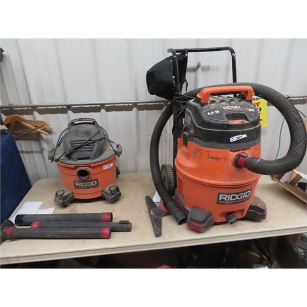 2 Ridgid Shop Vacs 1) 6.5 HP -16 Gal & 1) 6 Gal