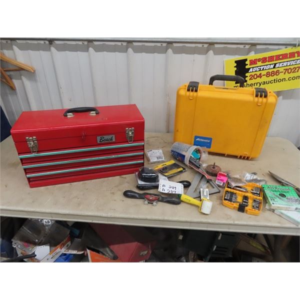 2 Tool Boxes Odds & End Tools, Allan Wrenches Tin Snips, Measuring & More!