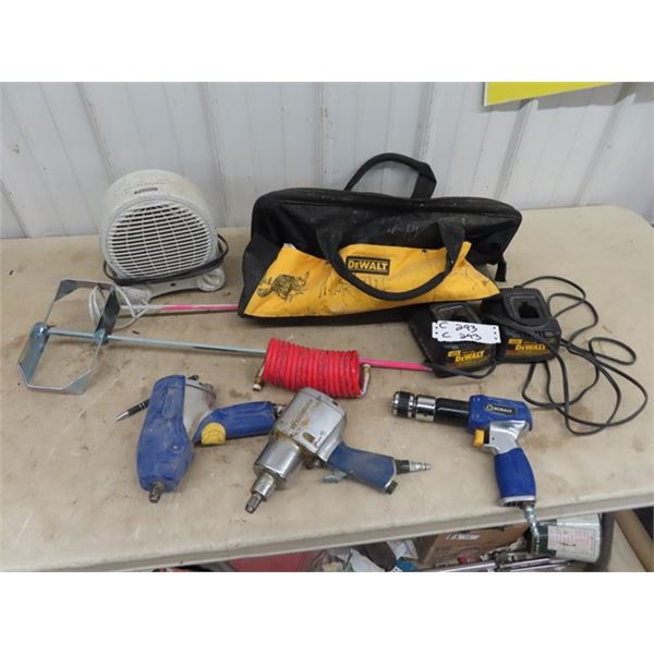 Air Hammer, 2) 1/2" Air Impacts, 2 De Walt Charger 2 Paint Mixer Attachments