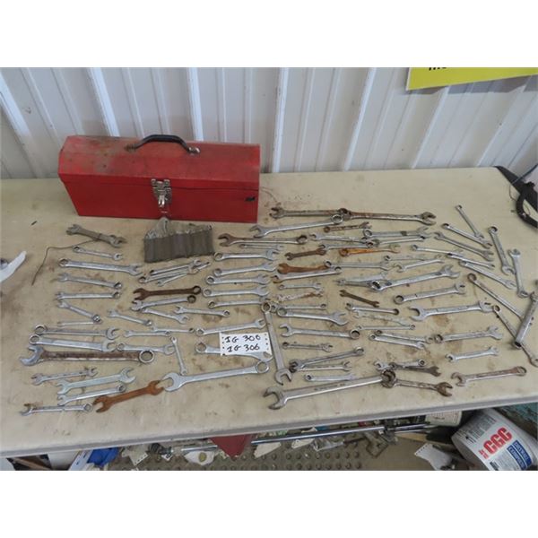 Approx 100 Wrenches, Various Brands, Metric & Standard & Tool Box