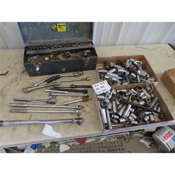 1/2" Sockets - Various Brands - Metric & Standard Ratchets, Strong Bar, Extensions, & Metal Tool Box