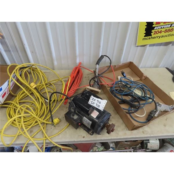 5 HP Elec Motor, Ext Cords, & Water Heater