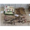 Image 1 : FIshing Tackle - Old Wood Hammer, Tools, Soldering Gun, Screwdriver, Auger Bits Plus More!