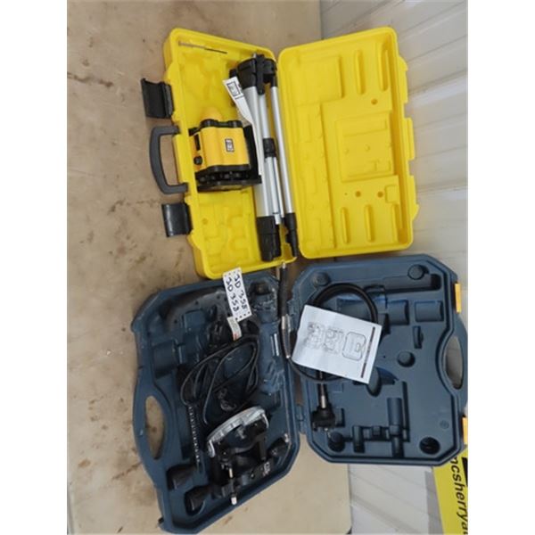 Power Fist Rotary Laser Level w Tripod & Case, & Mastercraft Spin Saw w Case & Attachments