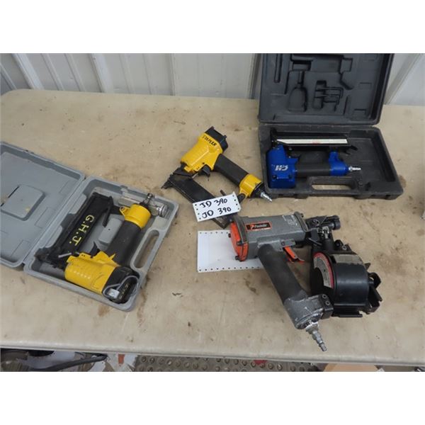 4 Air Tools - Paslode Coil Roofing Nailer, & 3 Brad Nailers