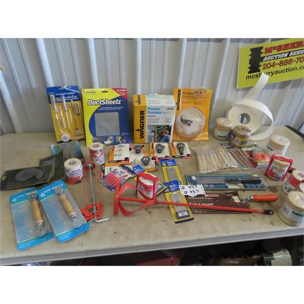 New Wagner Power Painter Attachment, Paint Brushes, Scrapers, String, Caulking Gun, Saw Plus More!