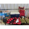 Image 1 : Camping - Lantern, Foot Air Pump, Back Pack, 3 Life Jackets (New) Plus More!