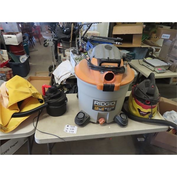 Ridgisd Shop Vac, & 2 Smaller Ones- 1 is 12Volt