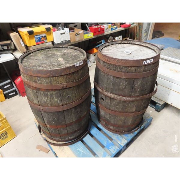 2 Wood Whiskey Barrels 45 Gal