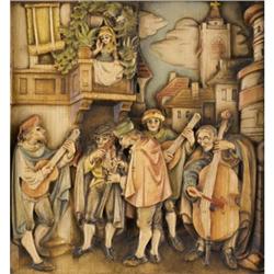 GERMAN RELIEF CARVED WOOD PANEL