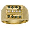 Image 1 : Gentleman's Diamond, Green Stone, Gold Ring