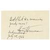 Image 1 : Harry Truman Autograph Note and Envelope Signed