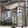 Image 2 : BOX OF ASST. ELECTRONICS, AMPEX PREAMP, KEYBOARD, SUBSTITUTION BOX, ETC.