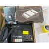 Image 1 : BOX WITH ASST. ELECTRONICS, TAPE DECK, HEATHKIT, TESTER, REVOC B77 REMOTE CONTROL, ETC.