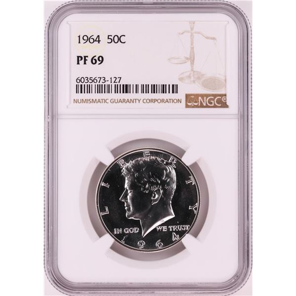 1964 Proof Kennedy Half Dollar Coin NGC PF69