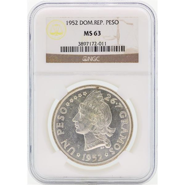 1952 Dominican Republic Peso NGC MS63