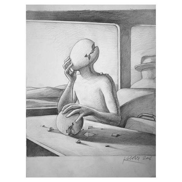 Kostabi "The Weight of the World" Original Pencil on Paper
