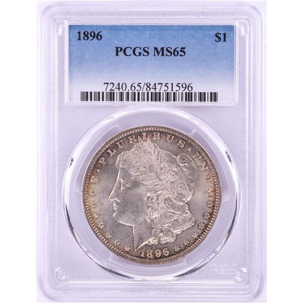 1896 $1 Morgan Silver Dollar Coin PCGS MS65 Nice Toning