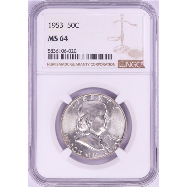 1953 Franklin Half Dollar Coin NGC MS64