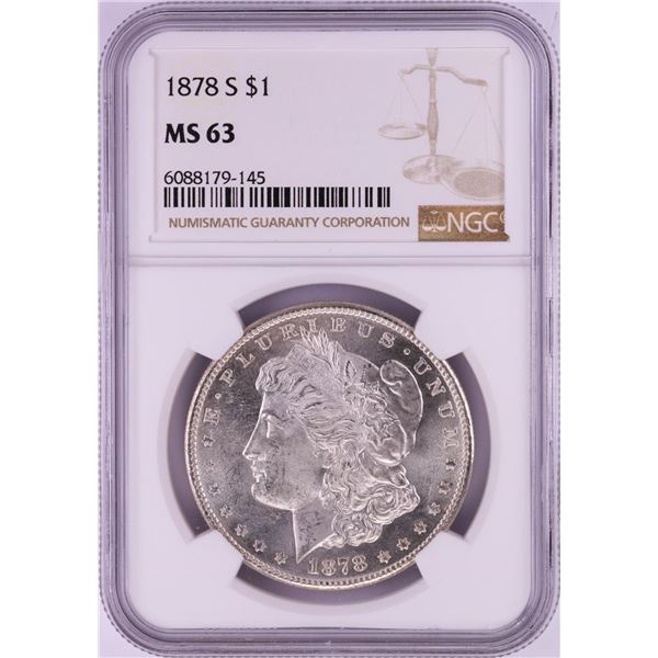1878-S $1 Morgan Silver Dollar Coin NGC MS63