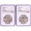 Image 1 : Lot of 1954-S & 1954-D Franklin Half Dollar Coins NGC MS64
