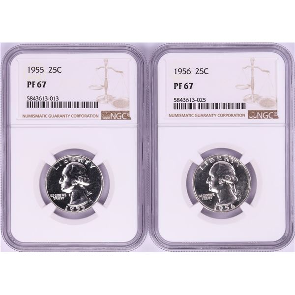 Lot of 1955-1956 Proof Washington Quarter Coins NGC PF67