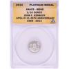 Image 1 : 2014 Proof 1/10 oz Platinum JFK Apollo 11 Anniversary Medal ANACS MS68