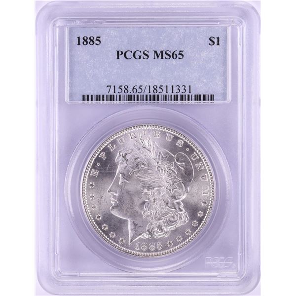 1885 $1 Morgan Silver Dollar Coin PCGS MS65