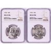 Image 1 : Lot of (2) 1955 Franklin Half Dollar Coins NGC MS63FBL