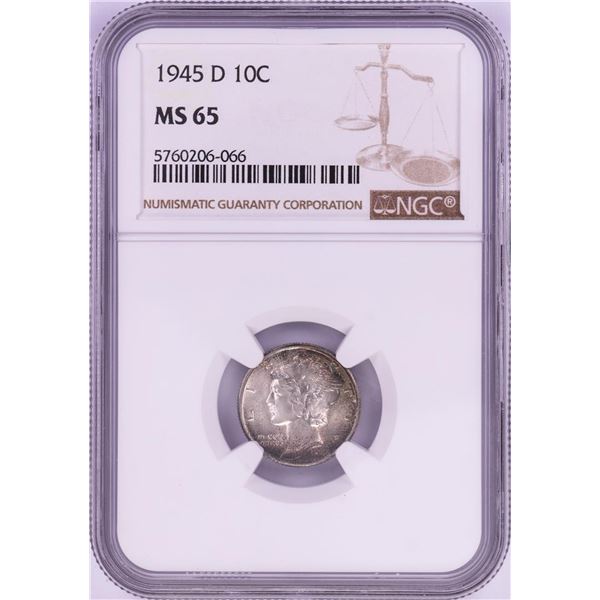 1945-D Mercury Dime Coin NGC MS65