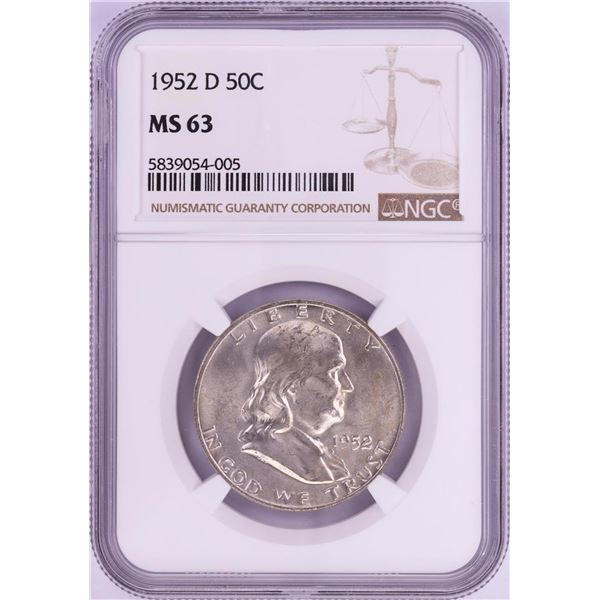 1952-D Franklin Half Dollar Coin NGC MS63