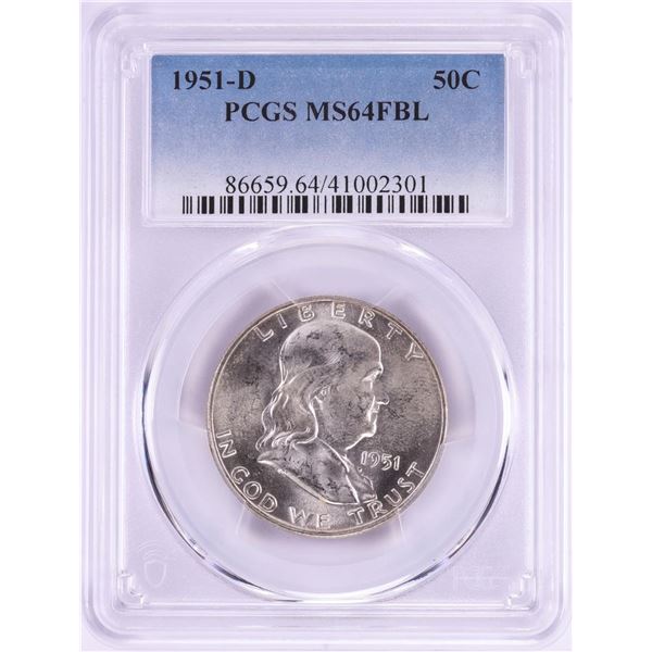 1951-D Franklin Half Dollar Coin PCGS MS64FBL