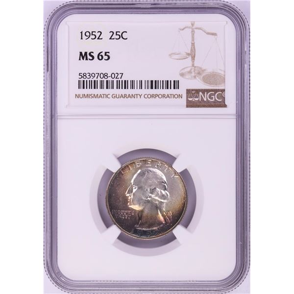 1952 Washington Quarter Coin NGC MS65 Nice Toning