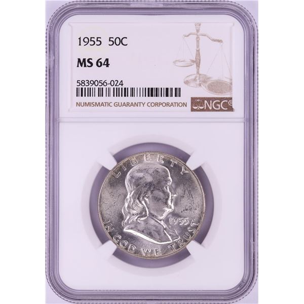 1955 Franklin Half Dollar Coin NGC MS64