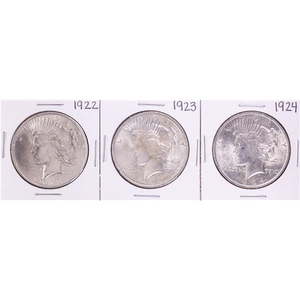 Lot of 1922-1924 $1 Peace Silver Dollar Coins