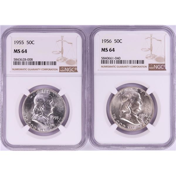 Lot of 1955-1956 Half Dollar Coins NGC MS64