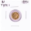 Image 1 : 1851 $1 Type 1 Liberty Head Gold Dollar Coin