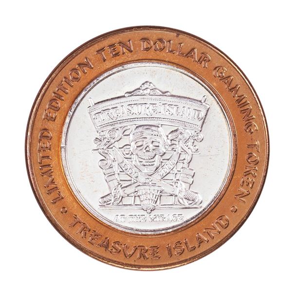 .999 Fine Silver Treasure Island Las Vegas, Nevada $10 Limited Edition Gaming Token