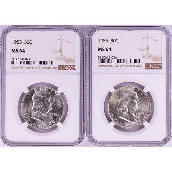 Lot of 1955-1956 Half Dollar Coins NGC MS64