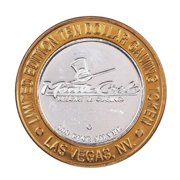 .999 Silver Monte Carlo Las Vegas, Nevada $10 Casino Limited Edition Gaming Token