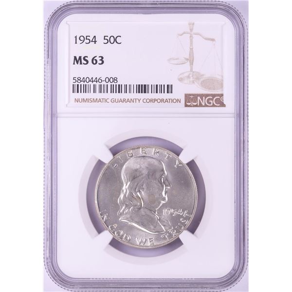 1954 Franklin Half Dollar Coin NGC MS63