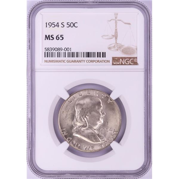 1954-S Franklin Half Dollar Coin NGC MS65