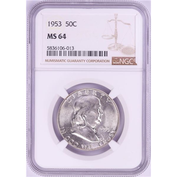 1953 Franklin Half Dollar Coin NGC MS64