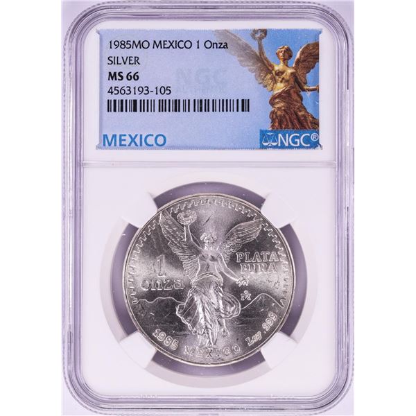 1985Mo Mexico 1 Onza Libertad Silver Coin NGC MS66