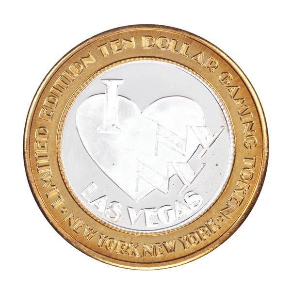 .999 Fine Silver New York New York Las Vegas, Nevada $10 Limited Edition Gaming Token