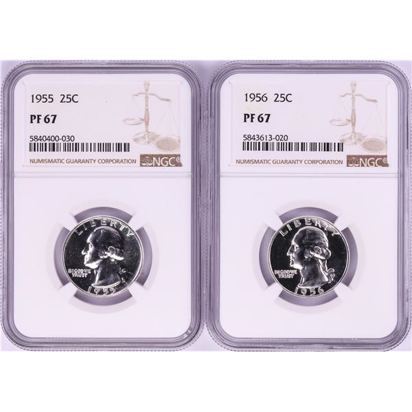 Lot of 1955-1956 Proof Washington Quarter Coins NGC PF67