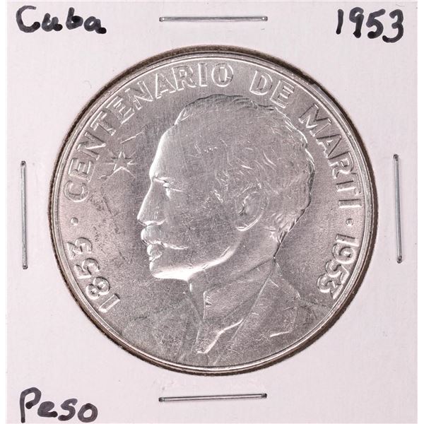 1953 Republic of Cuba 1 Peso 100th Anniversary of Jose Marti Silver Commemorative Coin