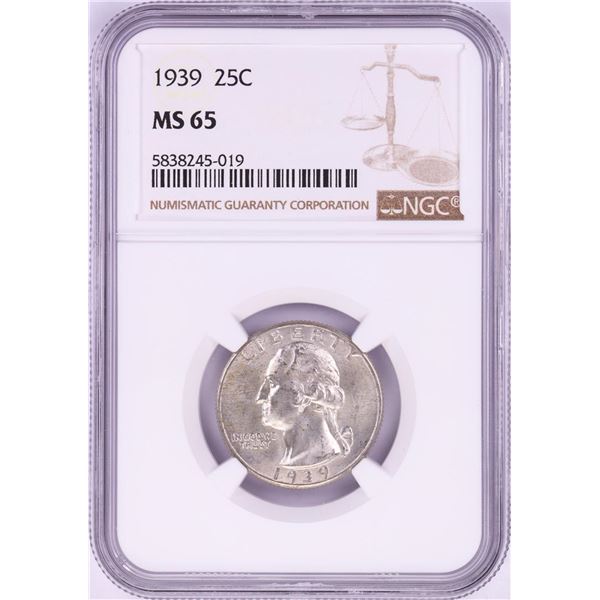1939 Washington Quarter Coin NGC MS65